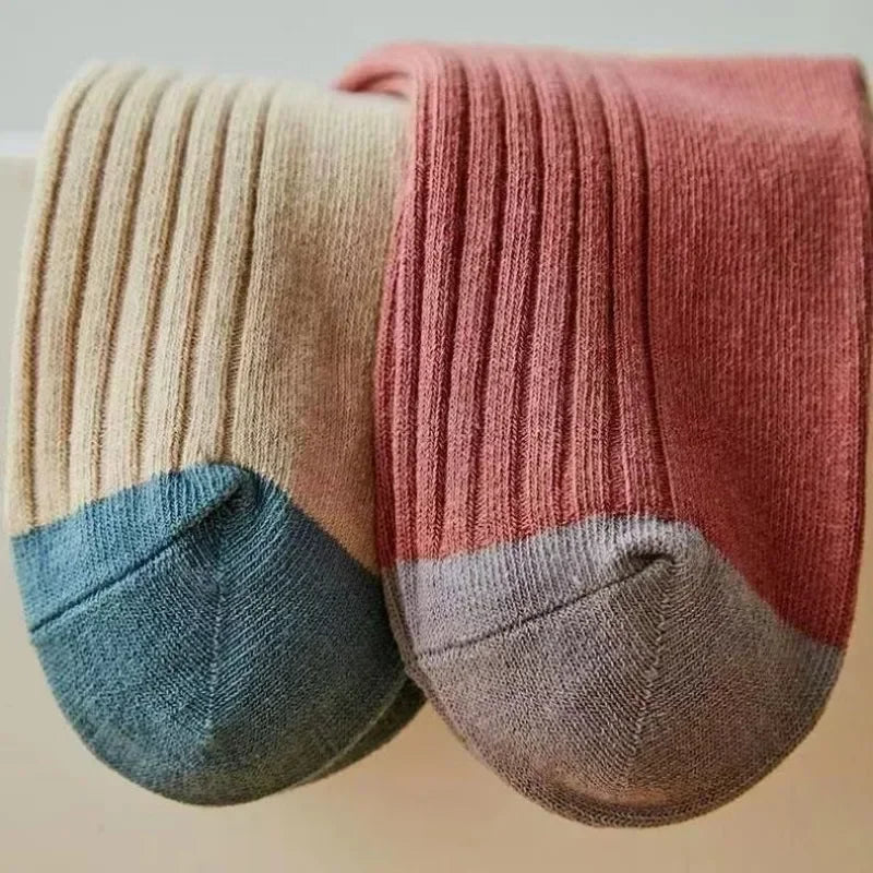 5 Pairs Striped Print Socks for Women Comfy Soft Mid Tube Socks Winter Harajuku Funny Casual Sock Women'S Stockings Hosiery