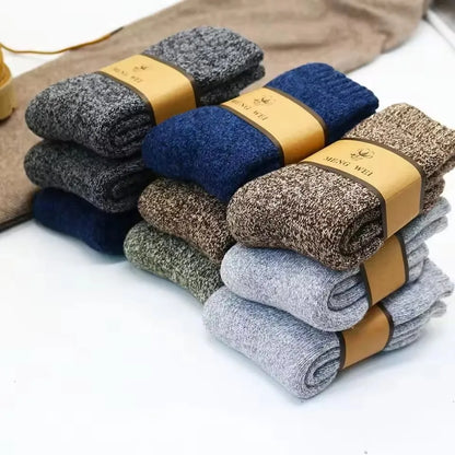 3 Pairs Winter Men'S Wool Socks Super Thick Warm High Quality Harajuku Retro Snow Casual Antifreeze Cashmere Socks Men