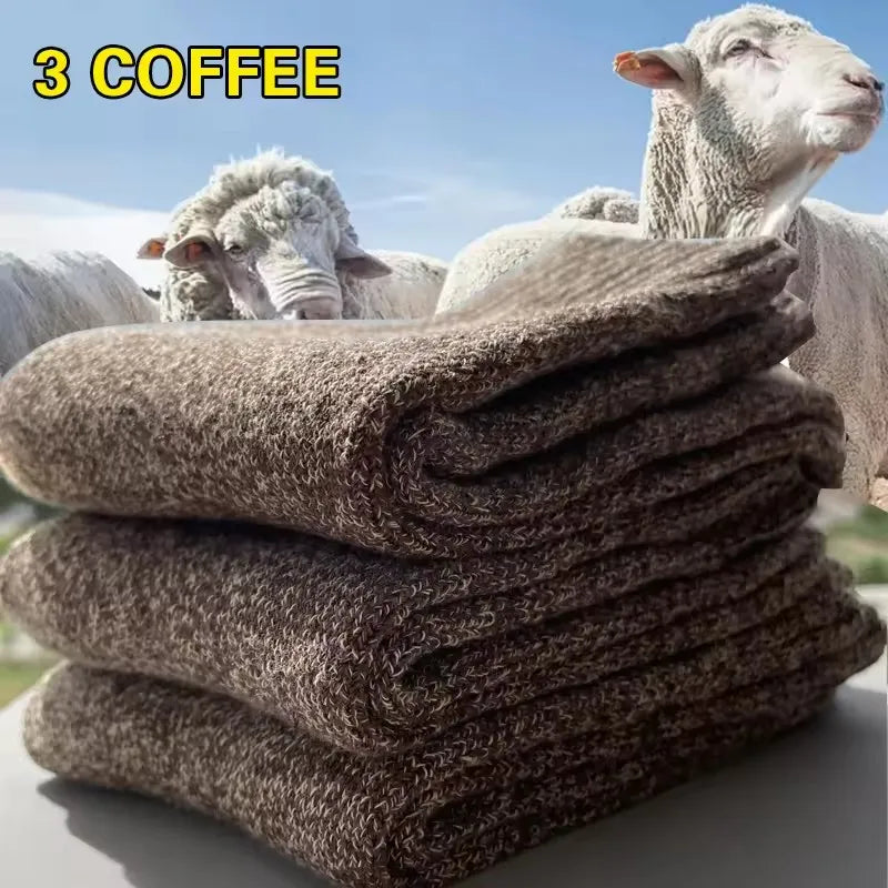3 Pairs Winter Men'S Wool Socks Super Thick Warm High Quality Harajuku Retro Snow Casual Antifreeze Cashmere Socks Men