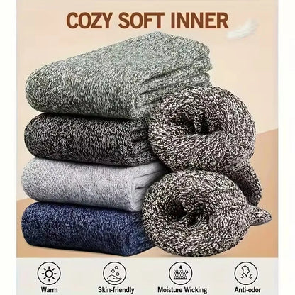 3 Pairs Winter Men'S Wool Socks Super Thick Warm High Quality Harajuku Retro Snow Casual Antifreeze Cashmere Socks Men