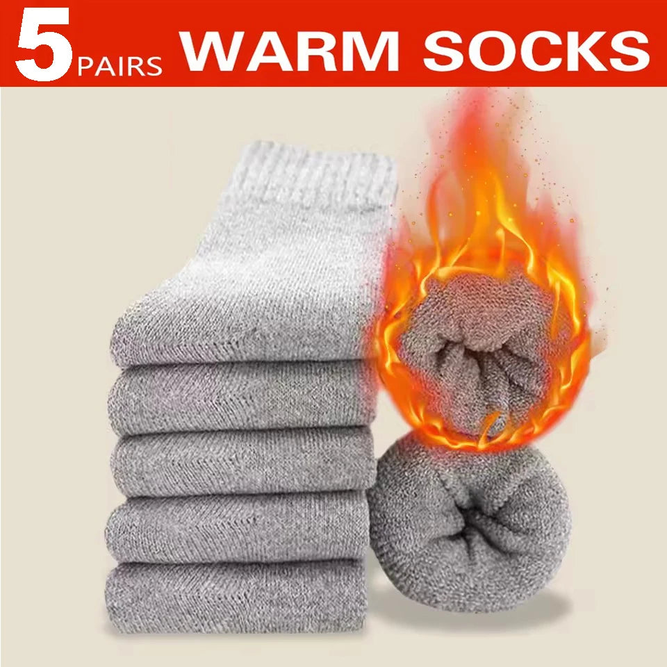 3 Pairs Winter Men'S Wool Socks Super Thick Warm High Quality Harajuku Retro Snow Casual Antifreeze Cashmere Socks Men