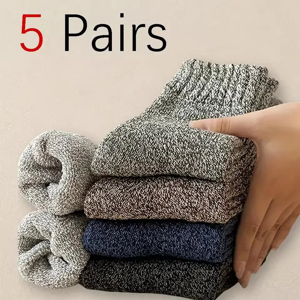 3 Pairs Winter Men'S Wool Socks Super Thick Warm High Quality Harajuku Retro Snow Casual Antifreeze Cashmere Socks Men