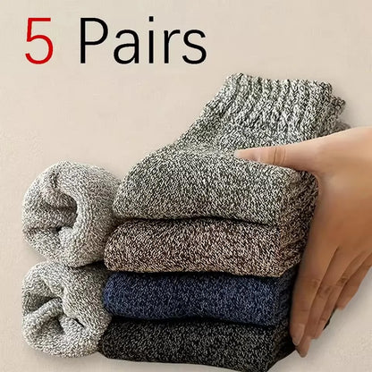 3 Pairs Winter Men'S Wool Socks Super Thick Warm High Quality Harajuku Retro Snow Casual Antifreeze Cashmere Socks Men