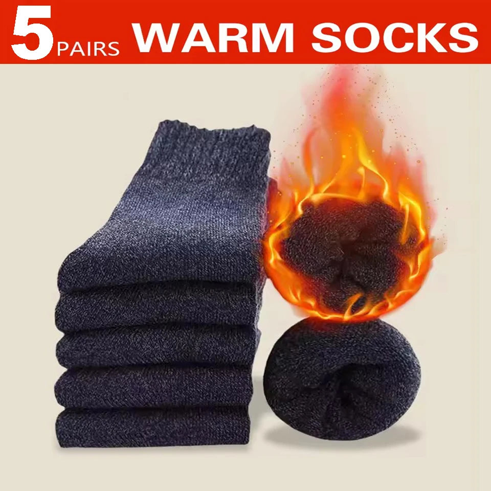 3 Pairs Winter Men'S Wool Socks Super Thick Warm High Quality Harajuku Retro Snow Casual Antifreeze Cashmere Socks Men