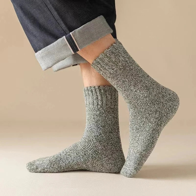 3 Pairs Winter Men'S Wool Socks Super Thick Warm High Quality Harajuku Retro Snow Casual Antifreeze Cashmere Socks Men